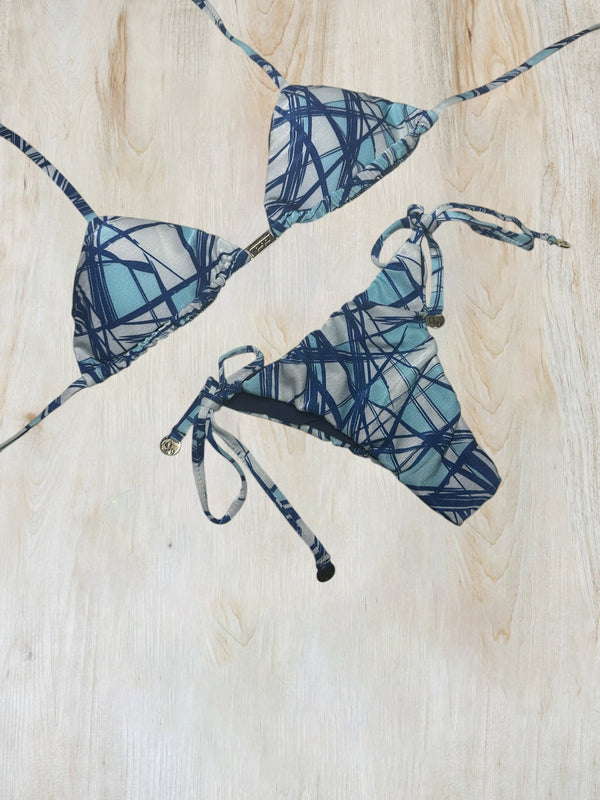 Abstract Blue Lines Bikini Set 01