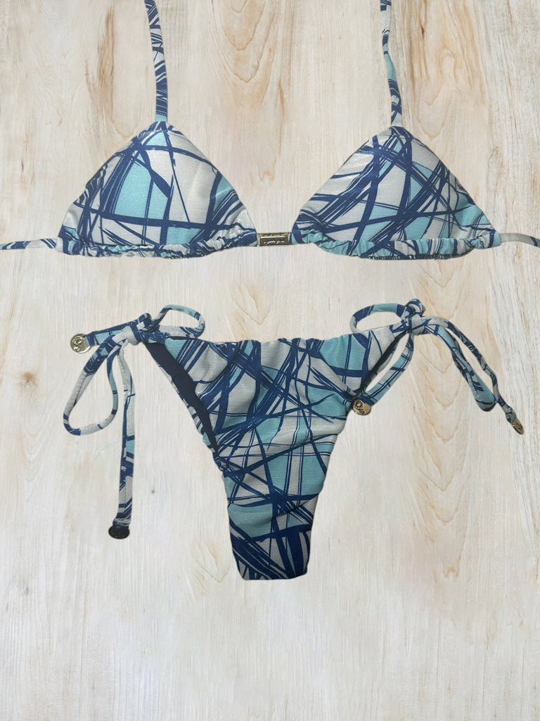 Abstract Blue Lines Bikini Set