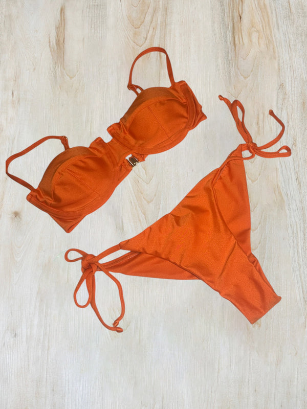 Rust Orange Underwire Bikini Set 01