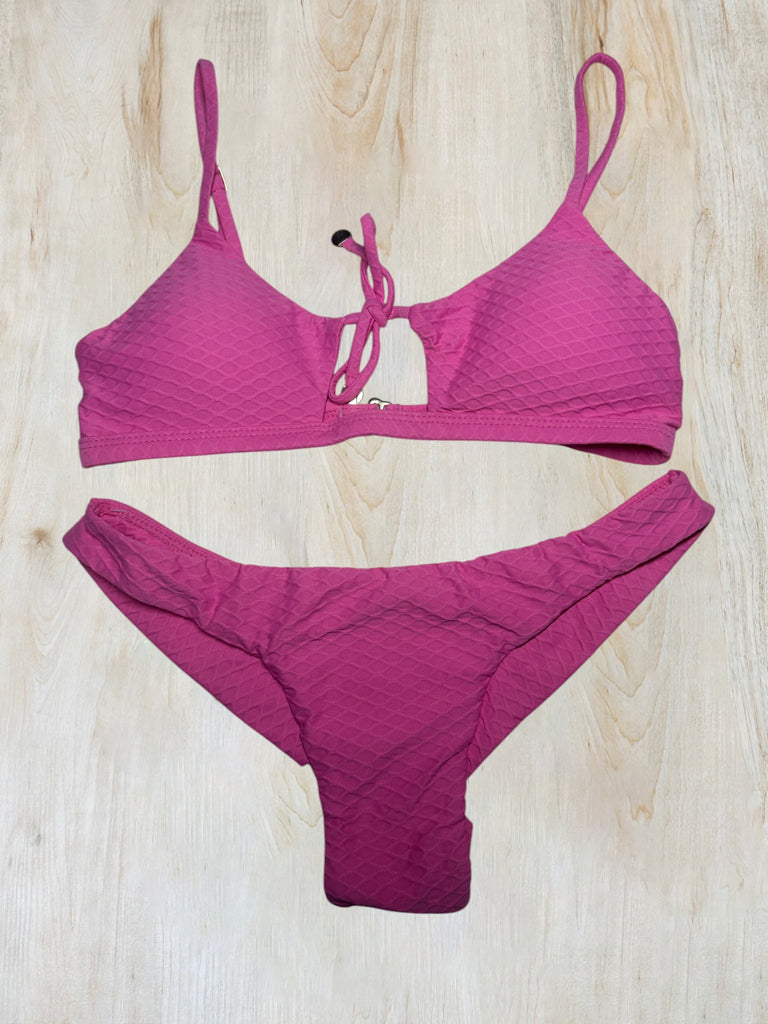 Textured Berry Pink Bikini Set 